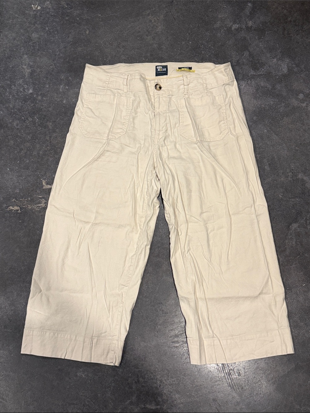 Anthropologie Maeve Colette cream beige off white linen wide leg pants